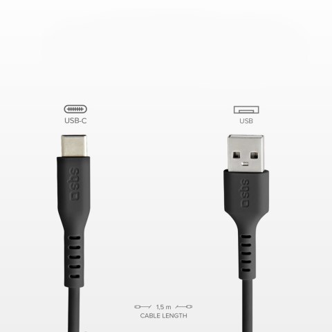 Kabel przewód USB-A - USB-C 1.5m - czarny