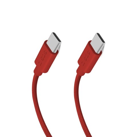 Kabel przewód w oplocie USB-C 60 W 1.5m - czerwony