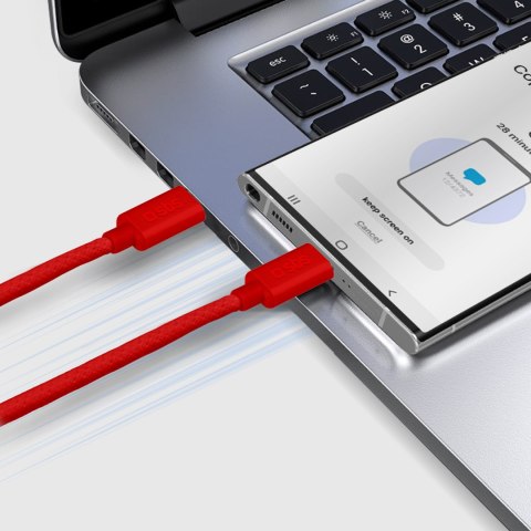 Kabel przewód w oplocie USB-C 60 W 1.5m - czerwony