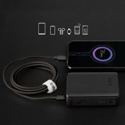 Kabel przewód w oplocie USB-C 60W 1.5m - czarny