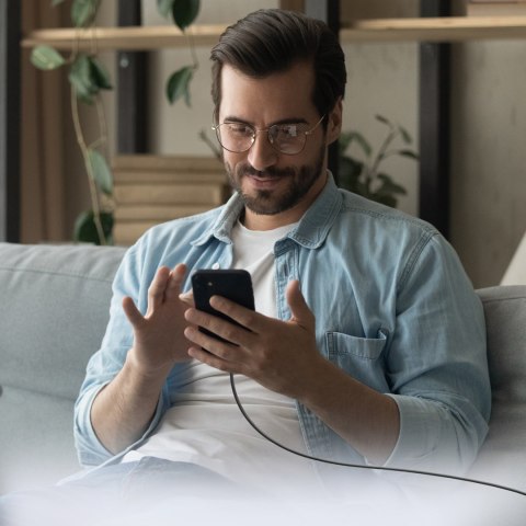 Kabel przewód w oplocie USB-C 60W 1.5m - czarny