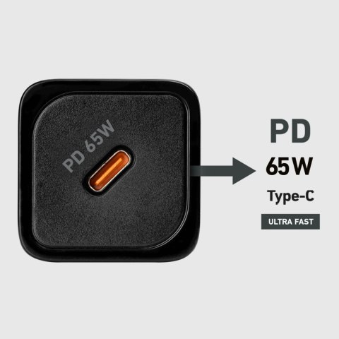 Ładowarka sieciowa GaN z Power Delivery 65W - czarna