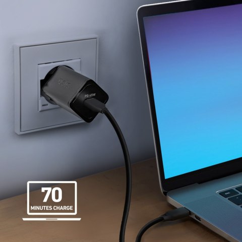 Ładowarka sieciowa Power Delivery GaN USB-C 45W - czarna