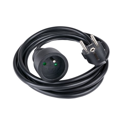 Przedłużacz elektryczny z uziemieniem 1 gniazdo 2m - czarny