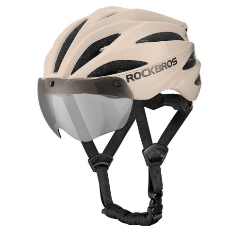 Kask rowerowy z szybką odpinanymi okularami z filtrem UV unisex - brązowy