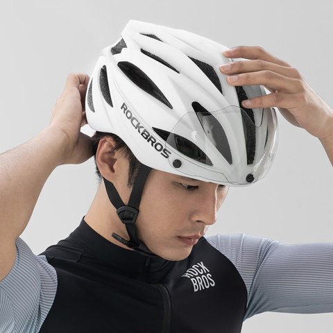 Kask rowerowy z szybką odpinanymi okularami z filtrem UV unisex - brązowy