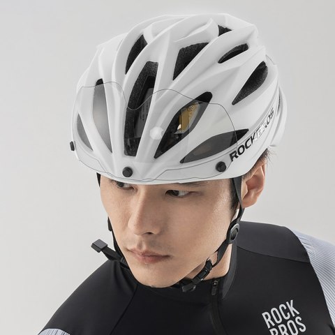 Kask rowerowy z szybką odpinanymi okularami z filtrem UV unisex - brązowy