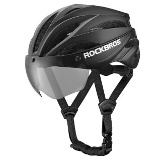 Kask rowerowy z szybką odpinanymi okularami z filtrem UV unisex - czarno brązowy