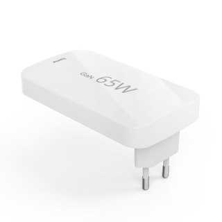 Ładowarka sieciowa składana GaN USB-C USB-A 65W - biała