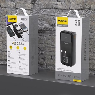 Powerbank 30000mAh z wbudowanymi kablami PD 22.5W - czarny