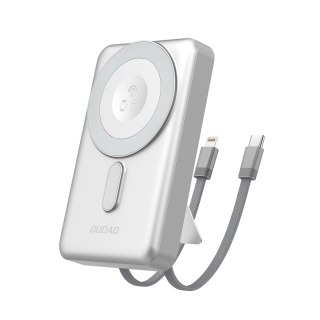 Powerbank K29 10000mAh MagSafe metalowa obudowa podstawka kable USB-C iPhone Lightning PD 20W - srebrny