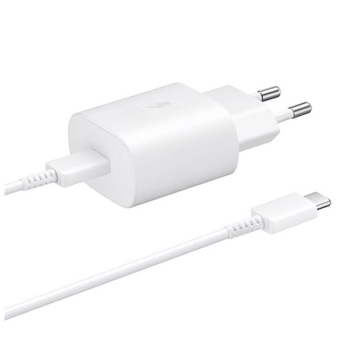 Ładowarka sieciowa Samsung USB-C 25W z kablem USB-C - biała