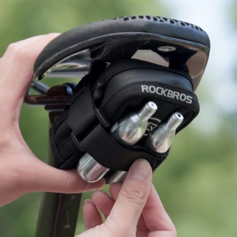 Mini torba podsiodłowa na rower z uchwytem na naboje CO2 - czarno-zielona