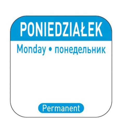 Naklejki food safety na pojemniki wielokrotnego użytku Poniedziałek PL RU EN 1000 szt. Hendi 850077