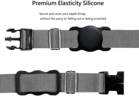 Etui na lokalizator Apple AirTag silikonowe na obrożę psa lub kota - czarne