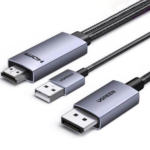 Kabel kierunkowy HDMI - DisplayPort 4K 60Hz 2m - szary