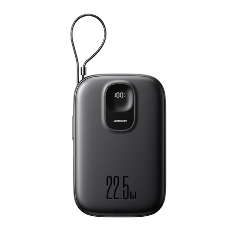 Powerbank 10000mAh z wbudowanym kablem 22.5 iPhone Lightning USB-C 0.25 cm - czarny