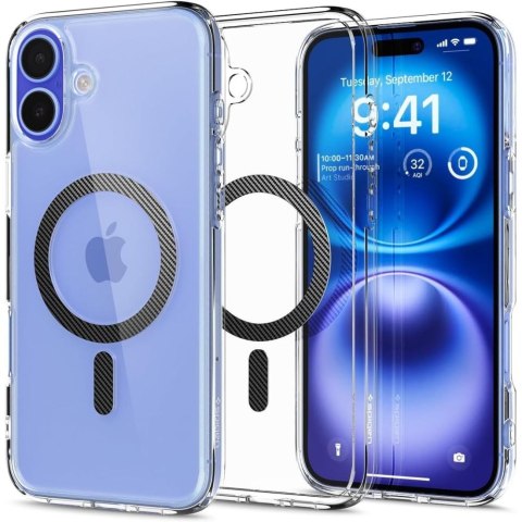 Etui ochronne na iPhone 16 Ultra Hybrid MagSafe Carbon Fiber - przezroczysto szare