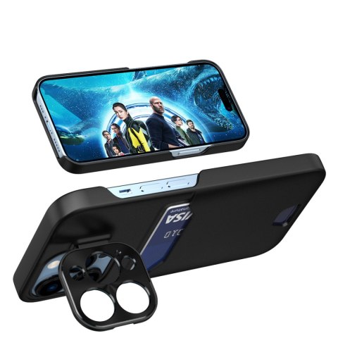 Etui pokrowiec portfel na kartę z podstawką na Samsung Galaxy S23+ Leather Stand Case - czarny