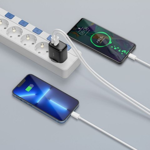 Ładowarka sieciowa USB-C PD 20W / USB-A QC 3.0 - czarna