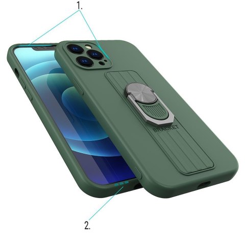 Silikonowe etui z uchwytem na palec i podstawką do Xiaomi Poco M4 Pro 5G Ring Case - czarny