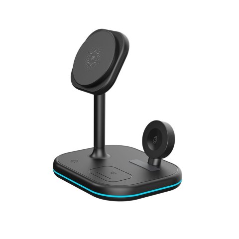 3w1 Ładowarka indukcyjna MagSafe ze stojakiem na smartfon Apple Watch AirPods - czarna