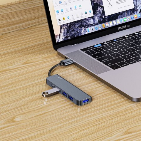 5w1 HUB rozdzielacz USB-A na USB-A USB-C - szary