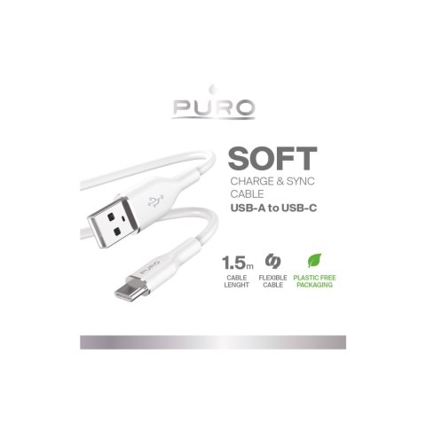Kabel przewód USB-A - USB-C 1.5m - biały