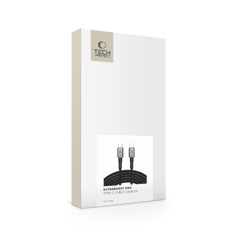 Kabel przewód USB-C PD 100W 5A 300 cm - szary