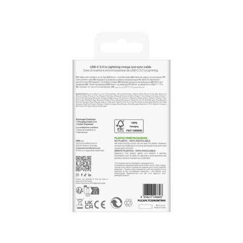Kabel przewód USB-C - iPhone Lightning TPE 20W 2m - biały