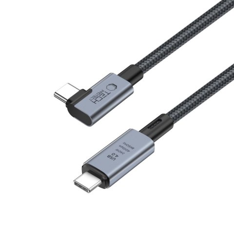 Kabel przewód kątowy i prosty USB-C 4.0 PD 240W 8K 40Gbps 1.5m - szary