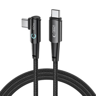 Kabel przewód kątowy i prosty USB-C 60W 6A 2m - szary