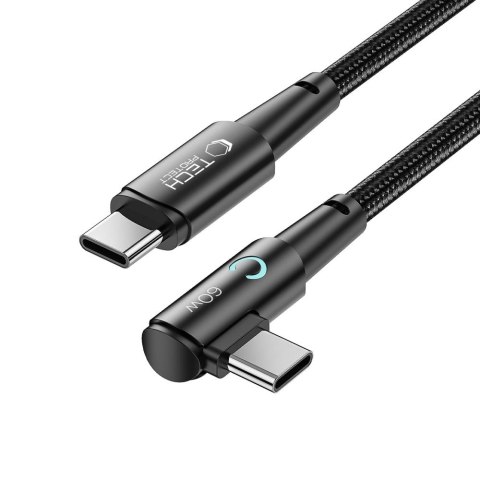 Kabel przewód kątowy i prosty USB-C 60W 6A 2m - szary
