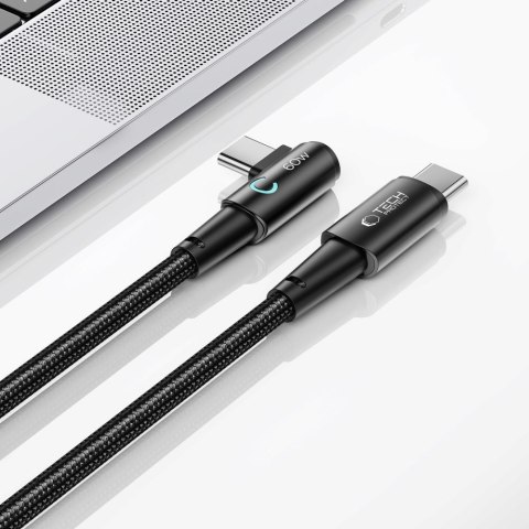 Kabel przewód kątowy i prosty USB-C 60W 6A 2m - szary