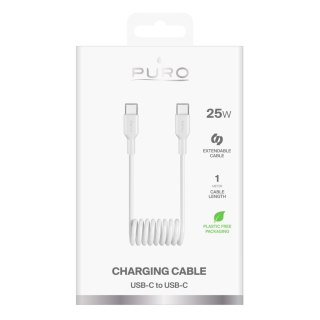 Kabel przewód spiralny USB-C 25W 1m - biały