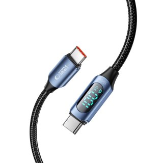 Kabel przewód z wyświetlaczem LED USB-C PD 100W 5A 1m - niebieski