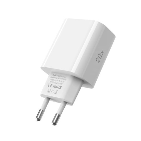 Ładowarka sieciowa USB-C z kablem USB-C PD 20W - biała