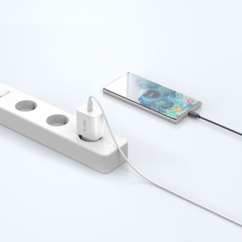 Ładowarka sieciowa USB-C z kablem USB-C PD 20W - biała