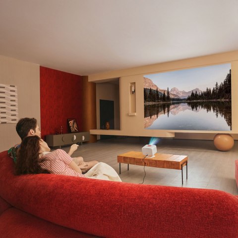 Projektor multimedialny FullHD 1080p LCD z głośnikami JBL WiFi L2 Plus - beżowy