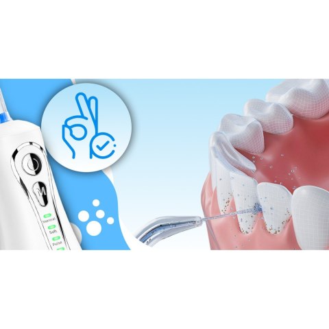 Irygator dentystyczny do zębów bezprzewodowy 4 tryby 7 końcówek 300 ml - zestaw