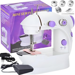Mini maszyna do szycia dla dzieci 2 prędkości lampka LED - zestaw