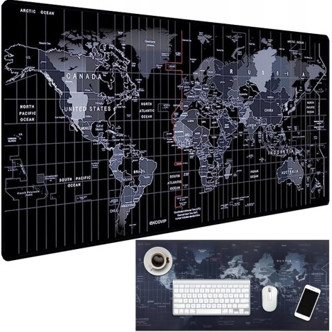 Podkładka mata gamingowa na biurko pod mysz XXL 80 x 30 cm - mapa świata
