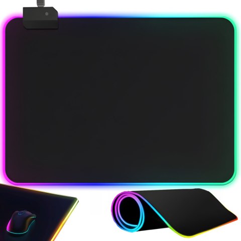 Podkładka mata gamingowa na biurko pod mysz podświetlana 35 x 25 cm