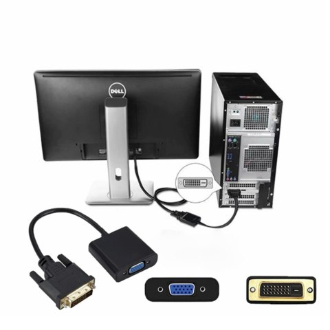 Przejściówka adapter audio video DVI-D - VGA 23,5 cm