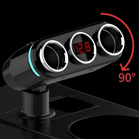 Rozdzielacz gniazda zapalniczki ładowarka 2x USB-A LCD 12/24 V 100 W