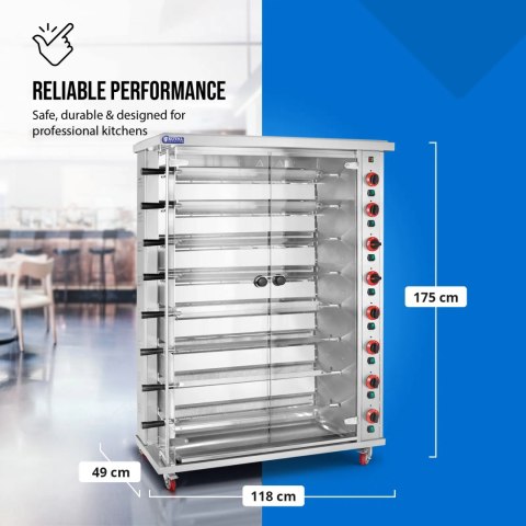 Rożen gazowy opiekacz do 40 kurczaków 8 szpikulców propan-butan 40 kW