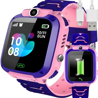 Smartwatch zegarek dla dzieci połączenia kamera latarka GPS SOS microSIM - różowy