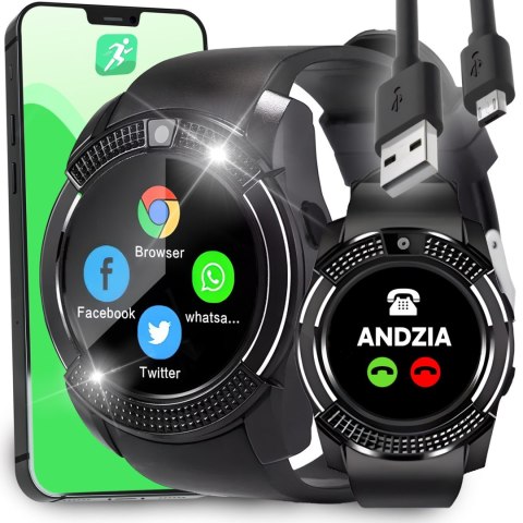 Smartwatch zegarek multifunkcyjny na kartę SIM z aparatem BT microSD