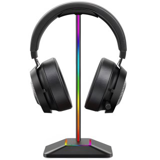 Stojak uchwyt biurkowy gamingowy na słuchawki z hubem USB podświetlany RGB LED