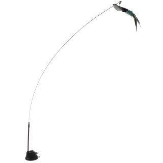 Zabawka dla kota ruchomy ptaszek na wędce z przyssawką